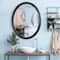 Classic Black Oval Metal Framed Beveled Vanity Wall Mirror - 23" x 29"